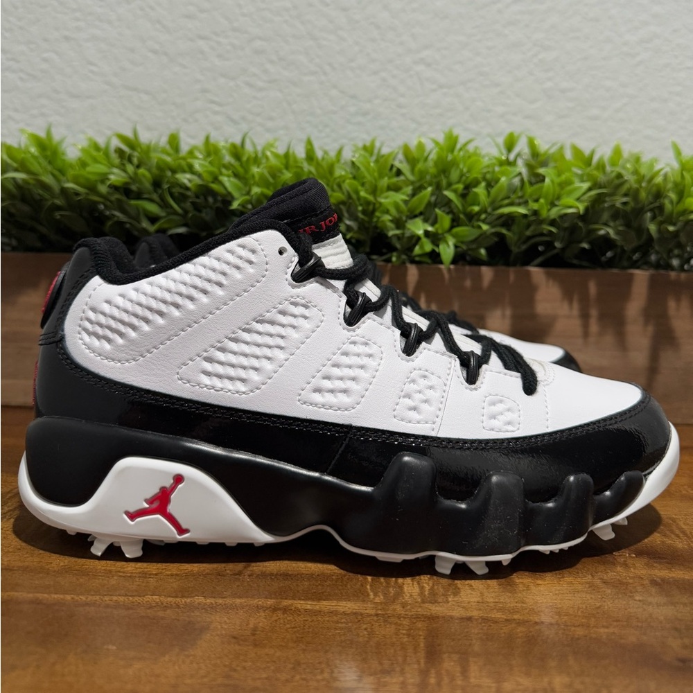 Nike Air Jordan 9 Low Golf SAMPLE Playoff White/Black/Red FJ5934-100 Size 6.5